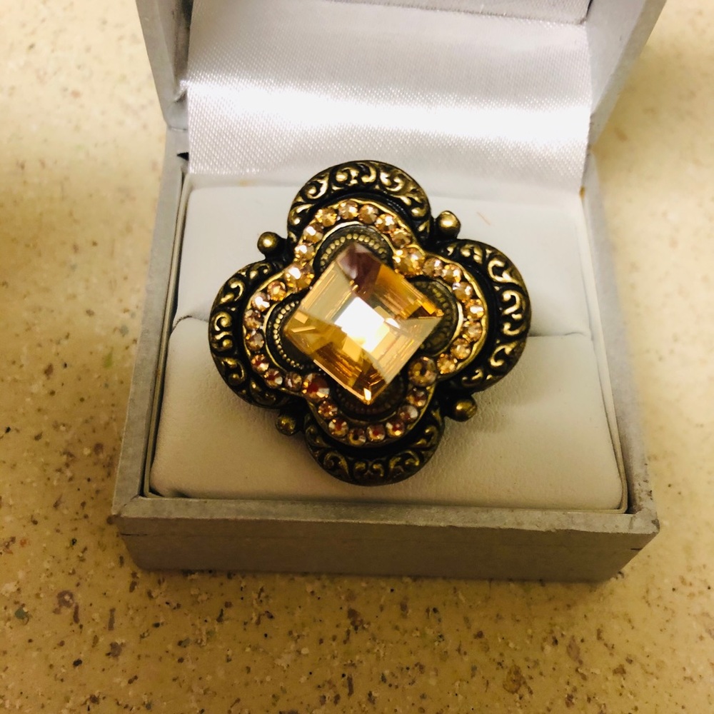 Chocolate Brown crystal ring and necklace